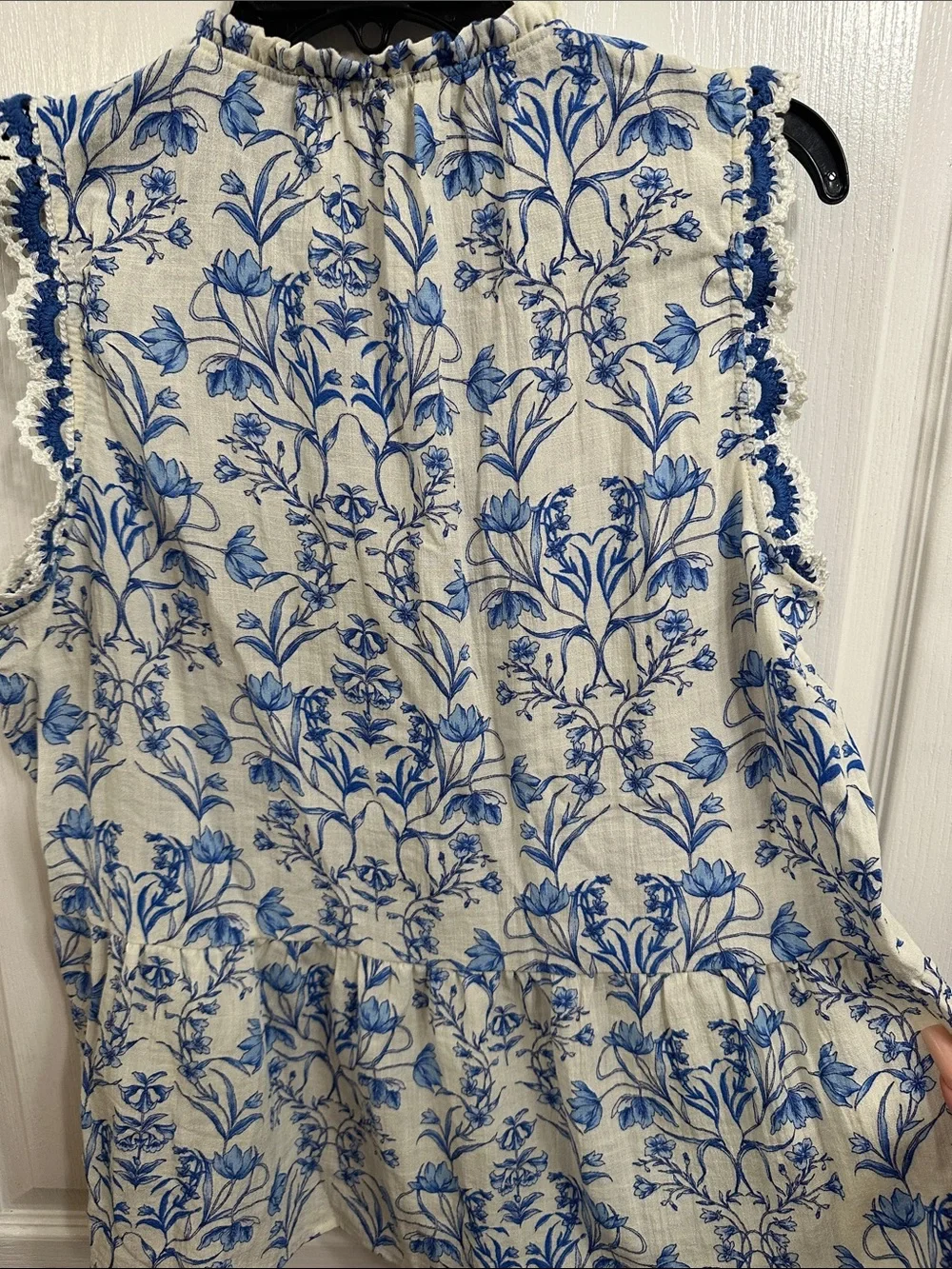 1. State Blue Floral Tie-Neck Sleeveless Top